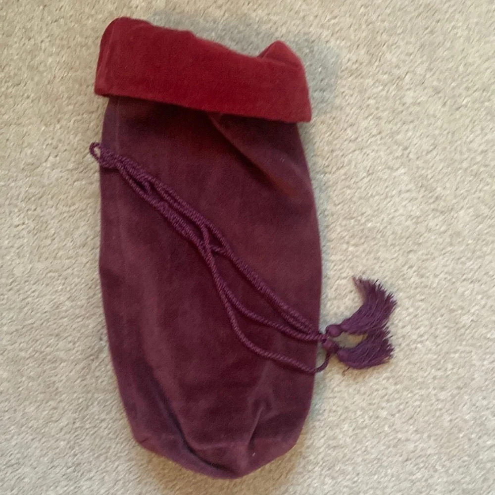 Pottery barn, red velvet wine bag